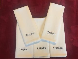 Embroidered Napkin, Classic Italic Font